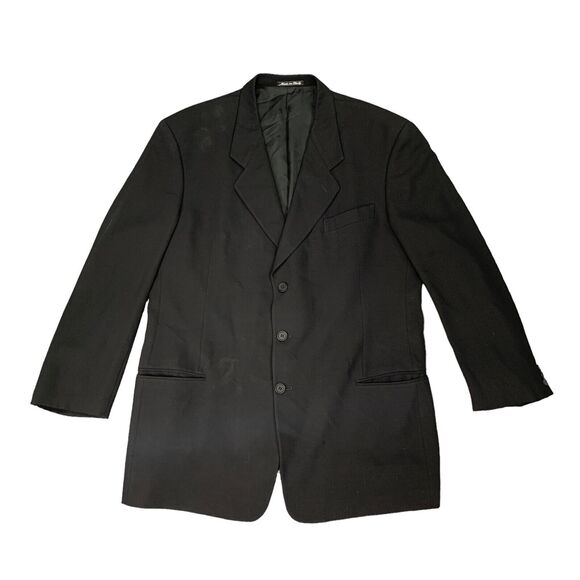 Vintage Giorgio Armani Blazer Mens L Black Virgin Wool Single Breasted 3 Button - Picture 1 of 14